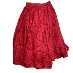 Fendi FF Monogram Logo Asymmetric Pleated Skirt Silk Red Black — view 8