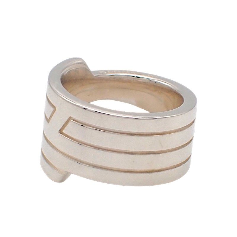Hermes Italique Ring 50 Vintage 925 Sterling Silver Logo Black Simple Out of — view 2