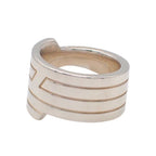 Hermes Italique Ring 50 Vintage 925 Sterling Silver Logo Black Simple Out of — view 2