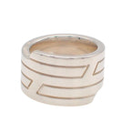 Hermes Italique Ring 50 Vintage 925 Sterling Silver Logo Black Simple Out of