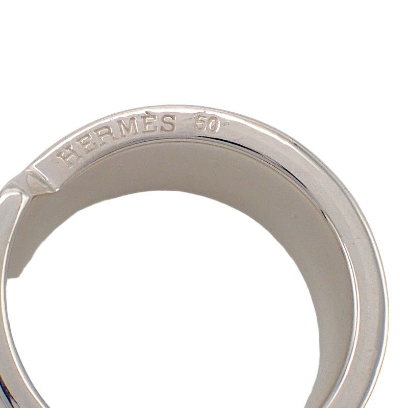 Hermes Italique Ring 50 Vintage 925 Sterling Silver Logo Black Simple Out of — view 6