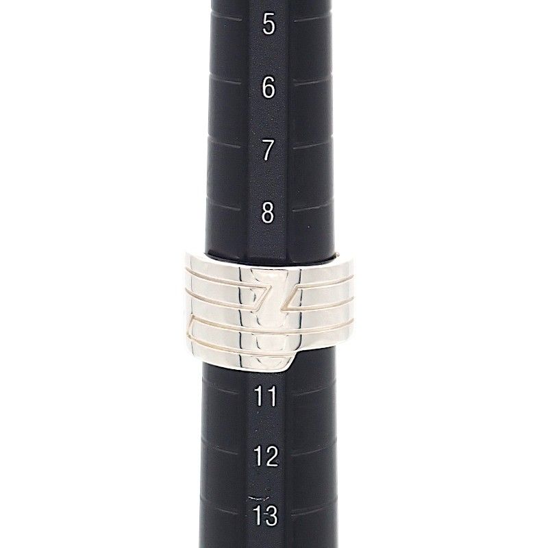 Hermes Italique Ring 50 Vintage 925 Sterling Silver Logo Black Simple Out of — view 8