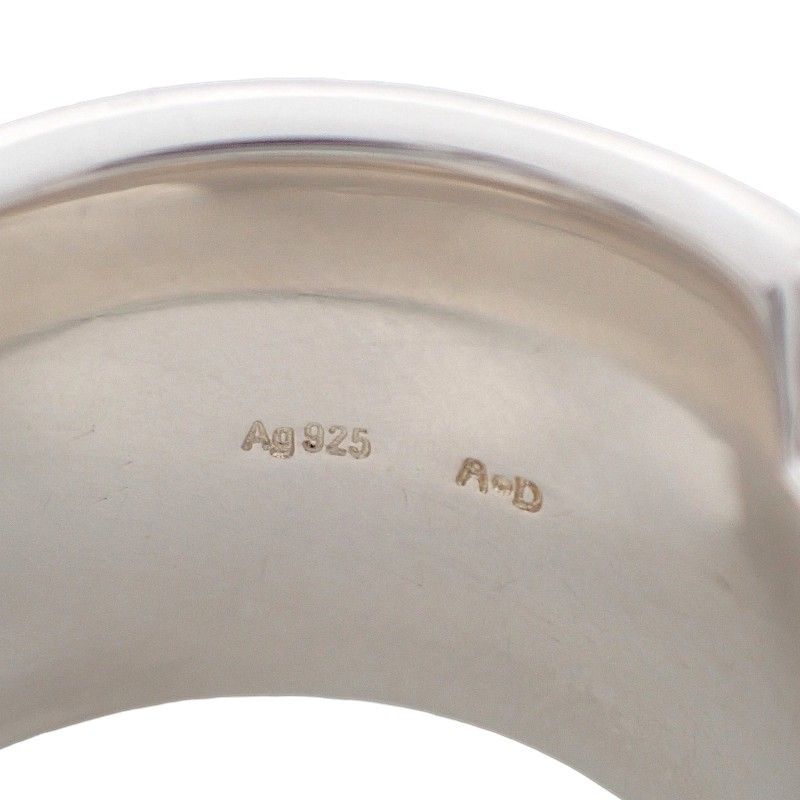 Hermes Italique Ring 50 Vintage 925 Sterling Silver Logo Black Simple Out of — view 5
