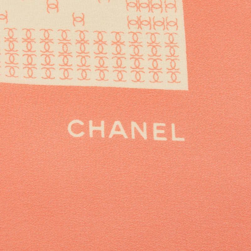 Chanel CC Logo Scarf Large Pink Beige Silk — view 3