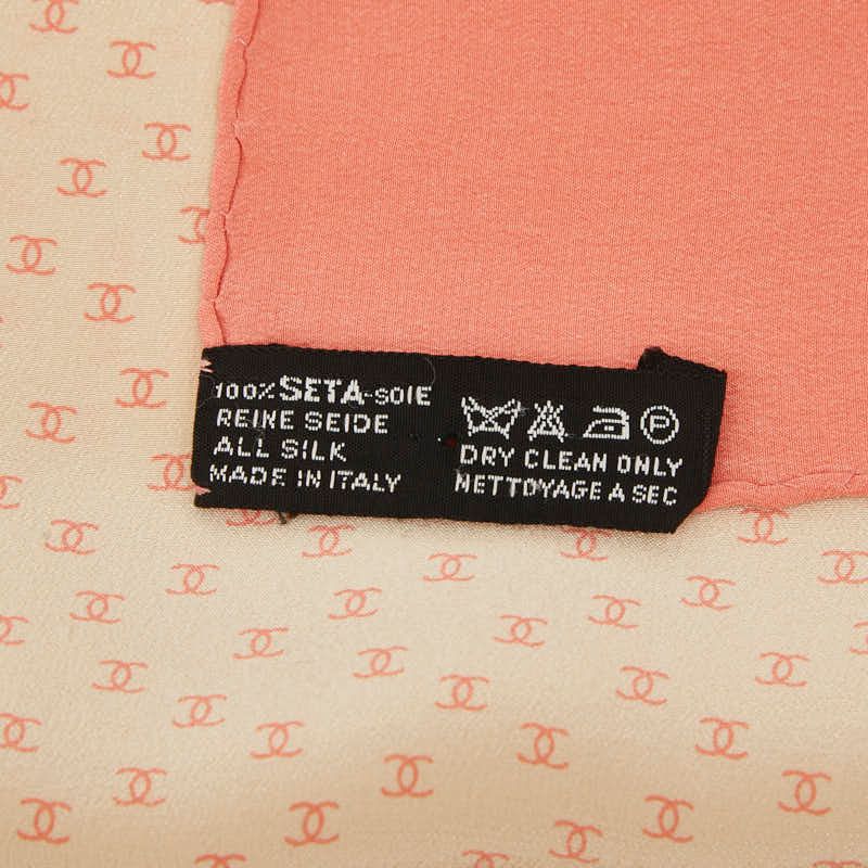 Chanel CC Logo Scarf Large Pink Beige Silk — view 4