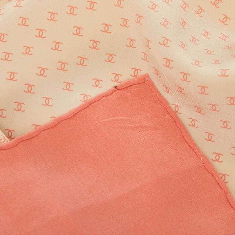 Chanel CC Logo Scarf Large Pink Beige Silk — view 2