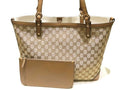 Gucci Tote GG Canvas Beige Leather Brown