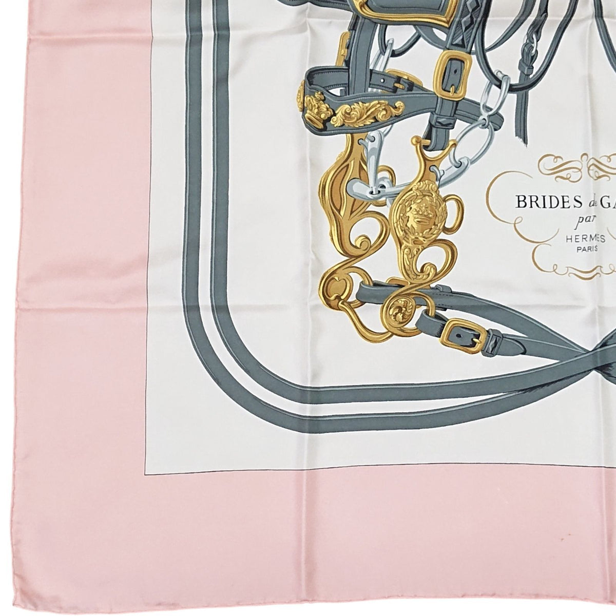 Hermes Carre 90 Brides de Gala Pink 100% Silk Scarf — view 2