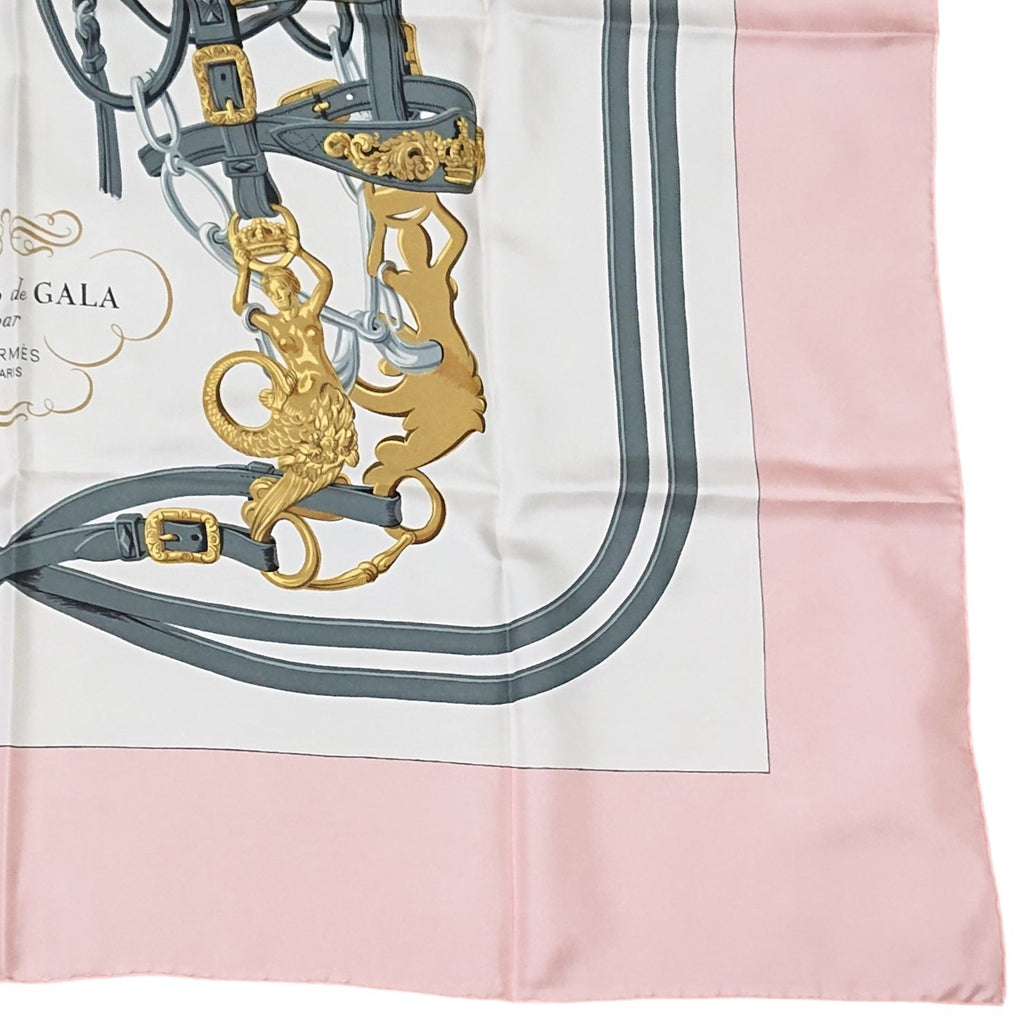 Hermes Carre 90 Brides de Gala Pink 100% Silk Scarf — view 3