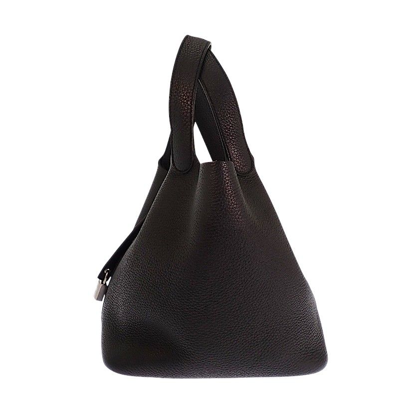 Hermes Picotin Lock MM Handbag Taurillon Clemence Black Silver — view 4