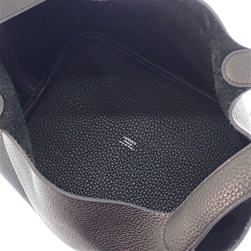 Hermes Picotin Lock MM Handbag Taurillon Clemence Black Silver — view 7
