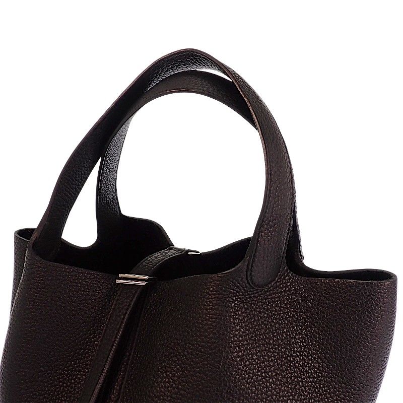Hermes Picotin Lock MM Handbag Taurillon Clemence Black Silver — view 6