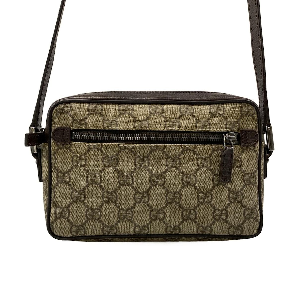 Gucci Shoulder Bag GG Plus Supreme Sherry Dark Brown Red Multi Leather — view 3