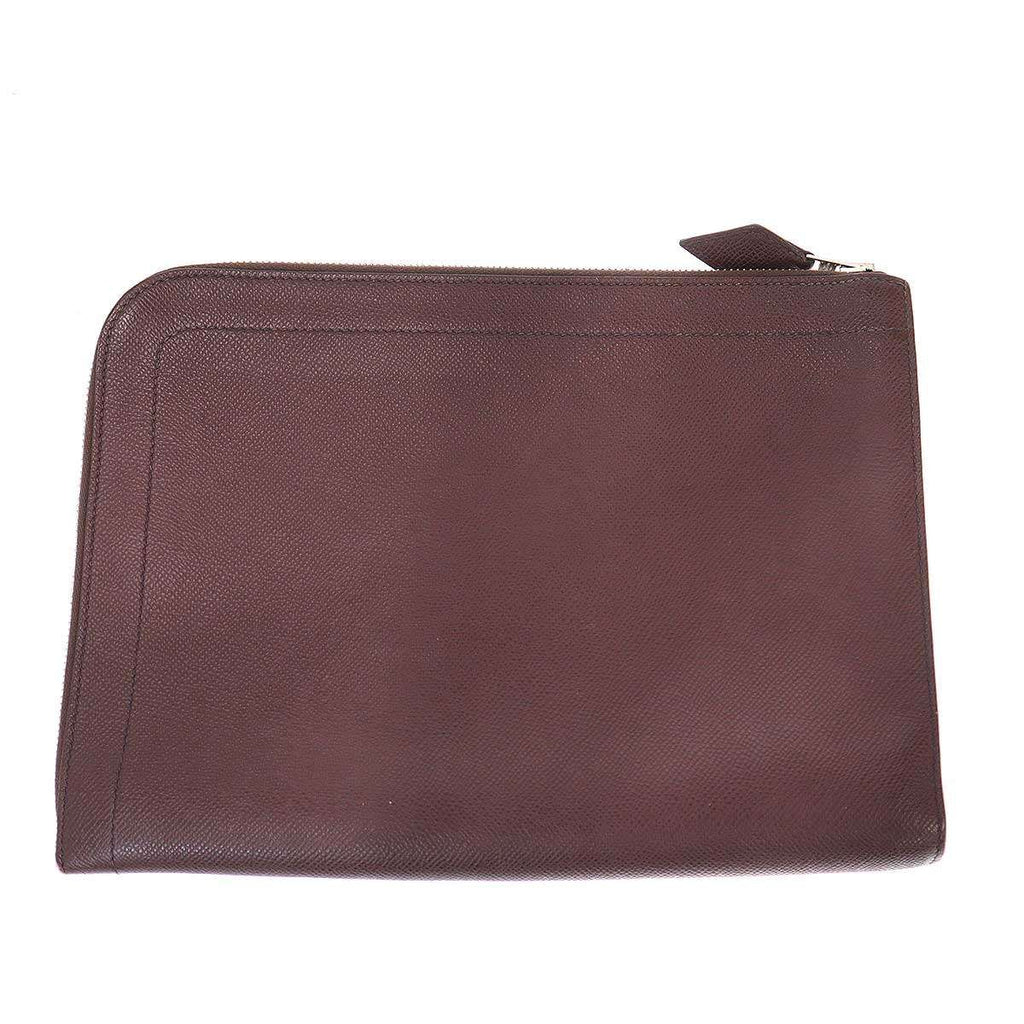 Hermes Zip Tablet Leather Clutch Brown — view 2
