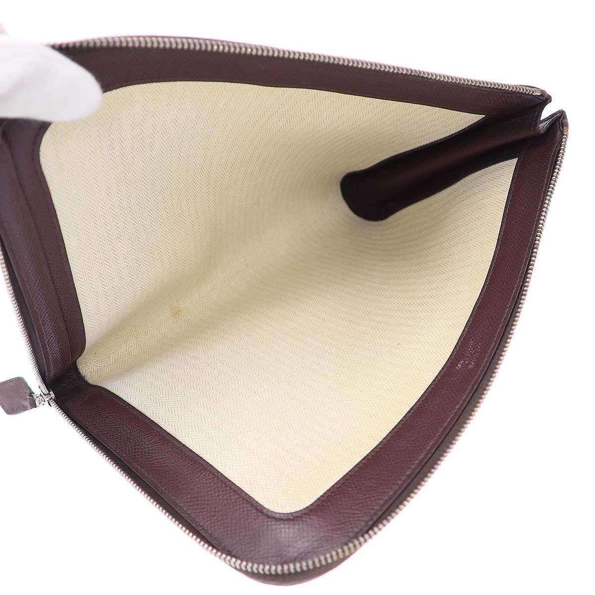 Hermes Zip Tablet Leather Clutch Brown — view 6