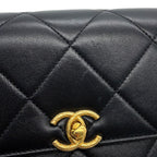 Chanel Chain Shoulder Bag Quilted Mini Flap CC Logo Lambskin Black — view 6