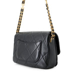 Chanel Chain Shoulder Bag Quilted Mini Flap CC Logo Lambskin Black — view 2
