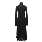 Chanel Dress Knit Long CC Logo Virgin Wool Sleeve Black — view 2
