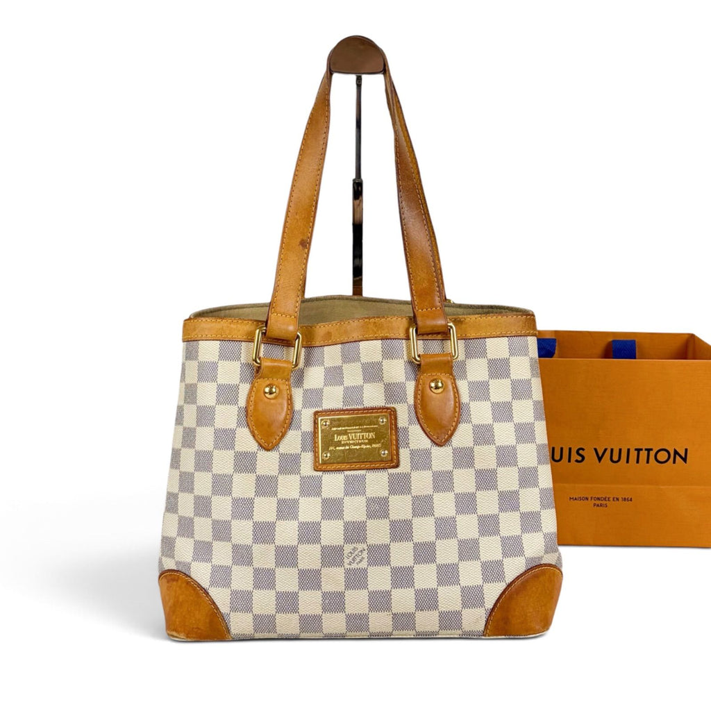 Louis Vuitton Damier Azur Leather Hampstead PM Tote Shoulder