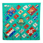 Hermes Carre 90 Pavois Flag Scarf Green Silk
