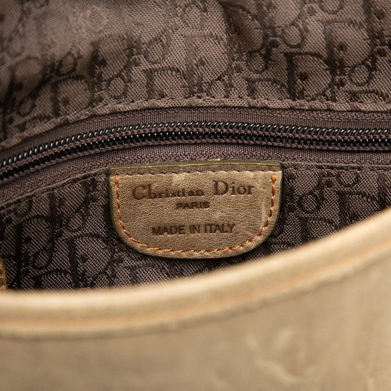 Dior Gaucho Handbag Shoulder Beige Leather — view 5