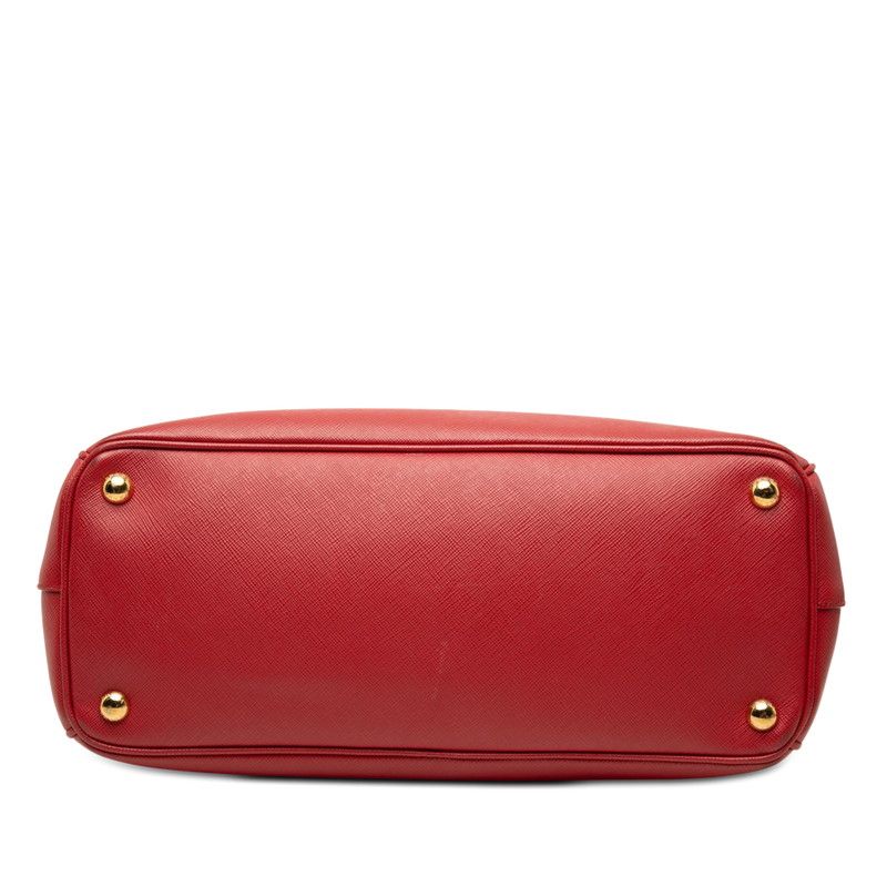 Prada Saffiano Galleria 2-Way Crossbody Shoulder Bag Red Gold Leather — view 3