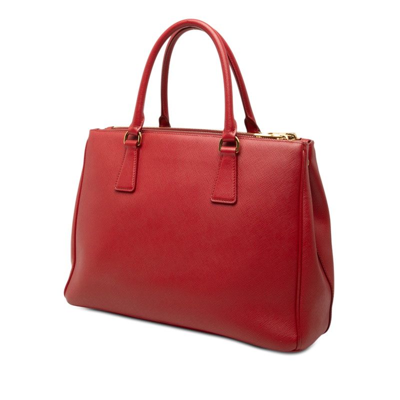 Prada Saffiano Galleria 2-Way Crossbody Shoulder Bag Red Gold Leather — view 2
