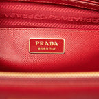 Prada Saffiano Galleria 2-Way Crossbody Shoulder Bag Red Gold Leather — view 5