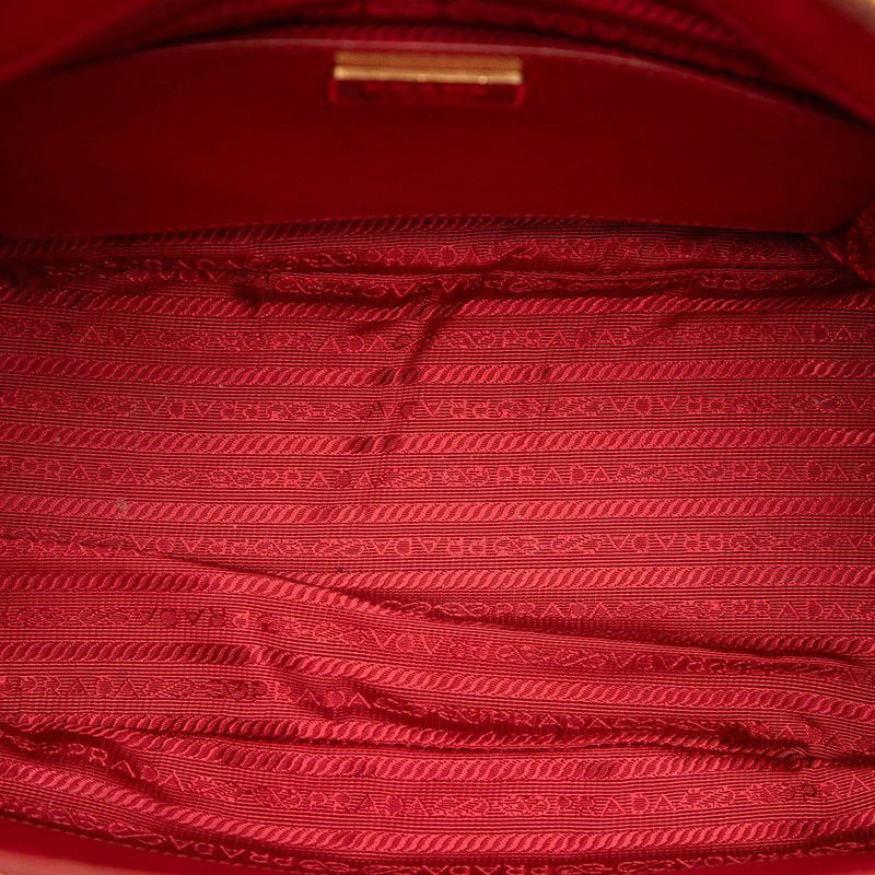 Prada Saffiano Galleria 2-Way Crossbody Shoulder Bag Red Gold Leather — view 4