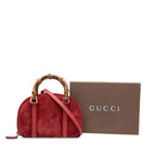 Gucci Bamboo Mini 2-Way Crossbody Shoulder Bag 039 Red Suede Leather — view 7