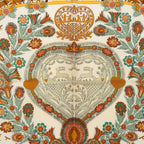 Hermes Carre 90 Decoupages Paper Cutting Scarf Khaki Green Multicolor Silk — view 2