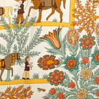 Hermes Carre 90 Decoupages Paper Cutting Scarf Khaki Green Multicolor Silk — view 5