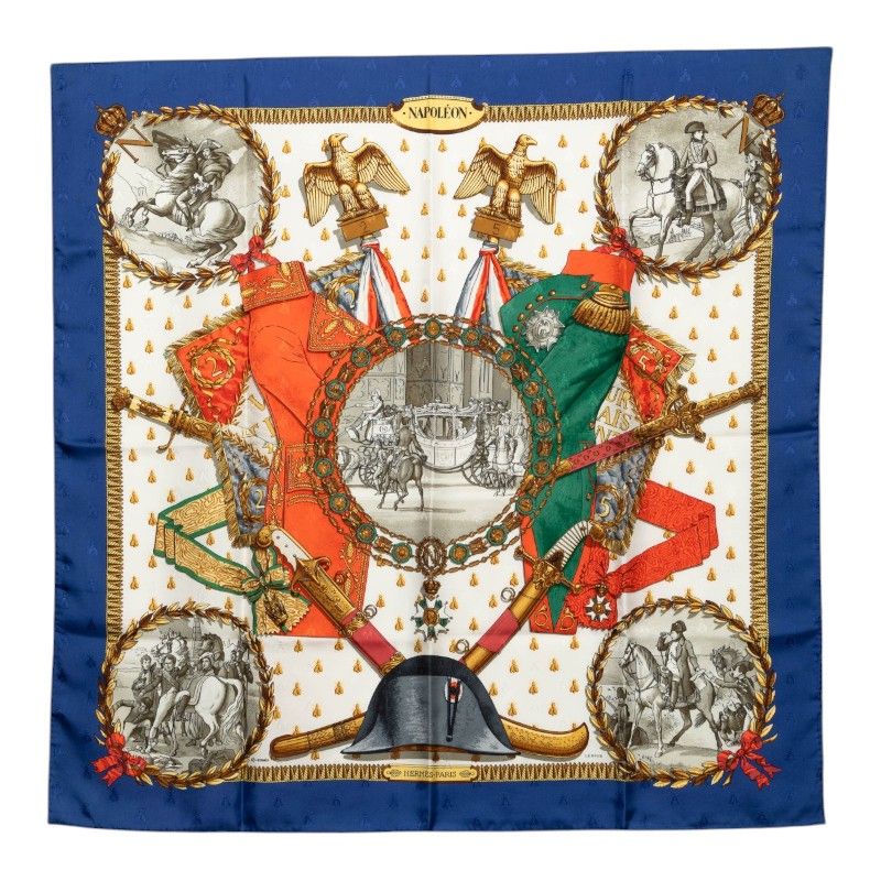 Hermes Carre 90 Napoleon Scarf Multicolor Silk