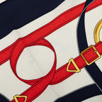 Hermes Carre 90 Yellow Gold Beat Eperon D'or Scarf Navy White Silk — view 7