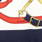 Hermes Carre 90 Yellow Gold Beat Eperon D'or Scarf Navy White Silk — view 4