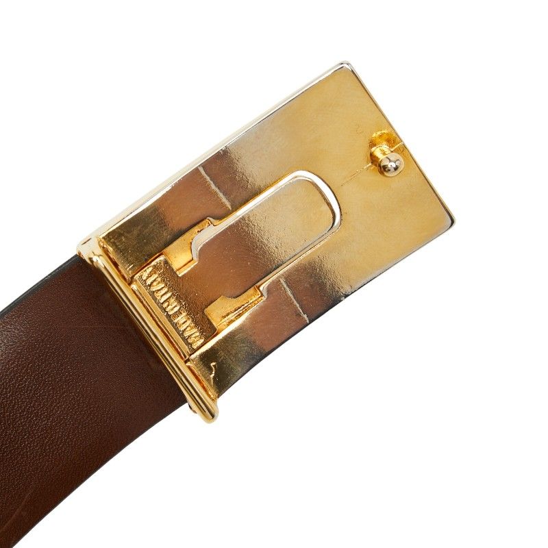 Saint Laurent Vintage Logo Belt Black Brown Leather Plated — view 6
