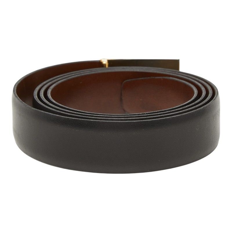 Saint Laurent Vintage Logo Belt Black Brown Leather Plated — view 3