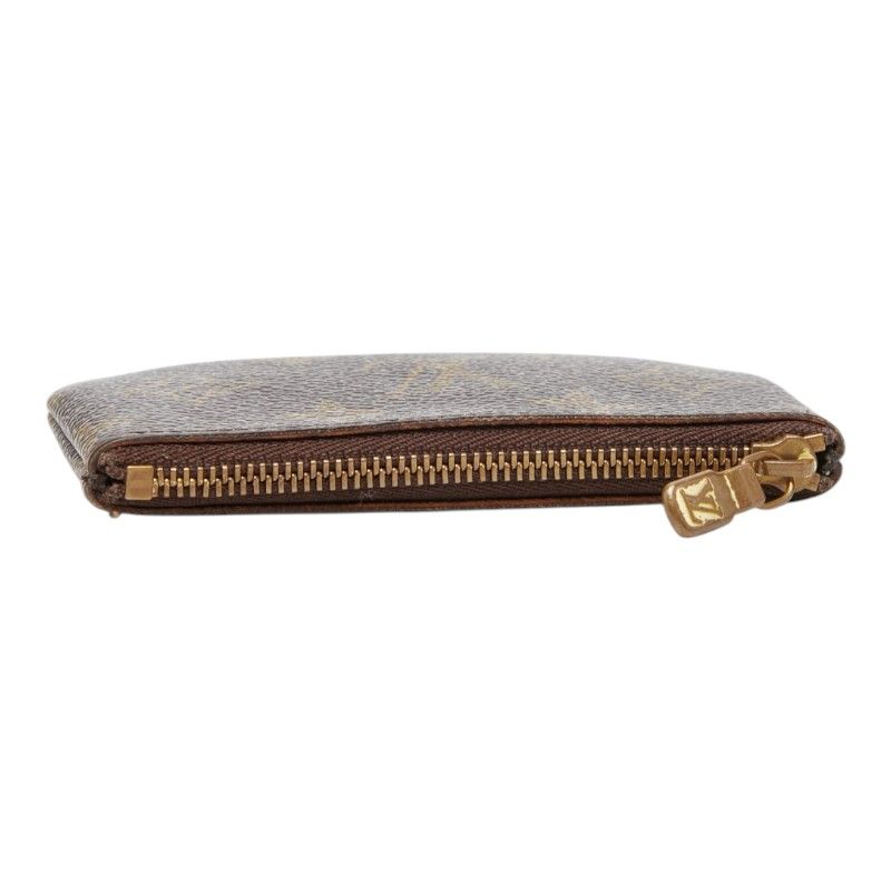 Louis Vuitton Monogram Pochette Cles Coin Case Key Purse Brown Leather — view 4