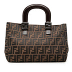 Fendi Zucca Handbag Brown Black Canvas Leather