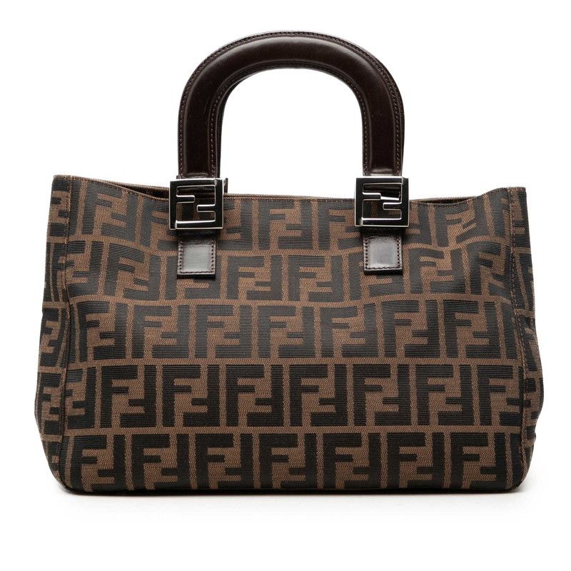 Fendi Zucca Handbag Brown Black Canvas Leather