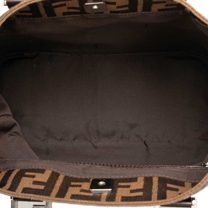 Fendi Zucca Handbag Brown Black Canvas Leather — view 4