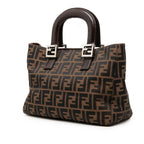 Fendi Zucca Handbag Brown Black Canvas Leather — view 2