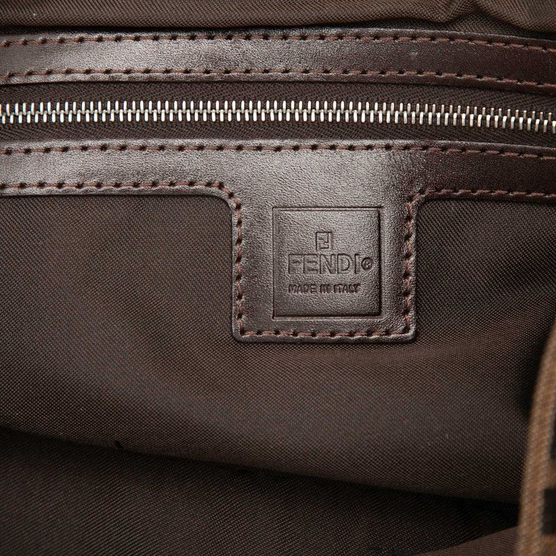 Fendi Zucca Handbag Brown Black Canvas Leather — view 5