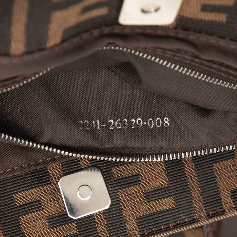 Fendi Zucca Handbag Brown Black Canvas Leather — view 6