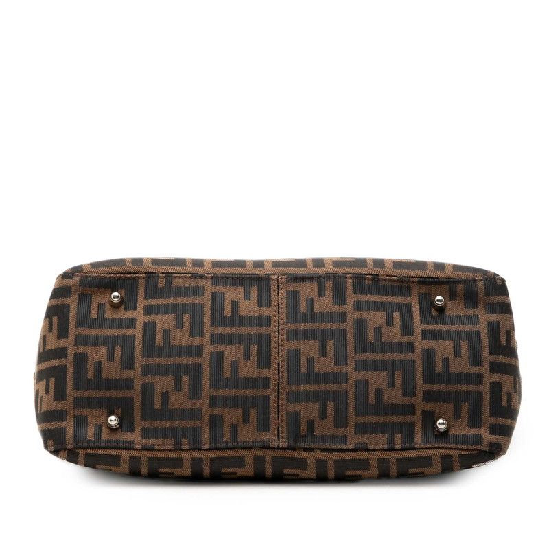 Fendi Zucca Handbag Brown Black Canvas Leather — view 3