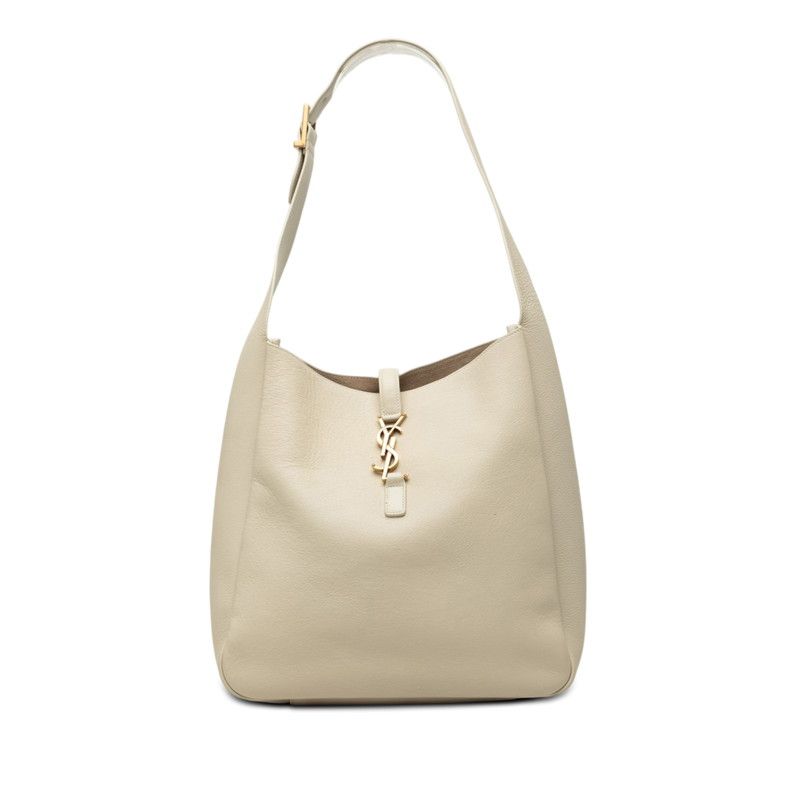 Saint Laurent YSL Logo le 7 Shoulder Bag White Leather