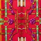 Hermes Carre 90 Grand Manege Great Training Technique Scarf Blue Red White Silk — view 2
