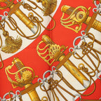 Hermes Carre 90 Cliquetis Scarf Red White Silk — view 3