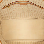Louis Vuitton Damier Azur Neverfull MM Tote Shoulder Bag White Ivory Leather — view 4