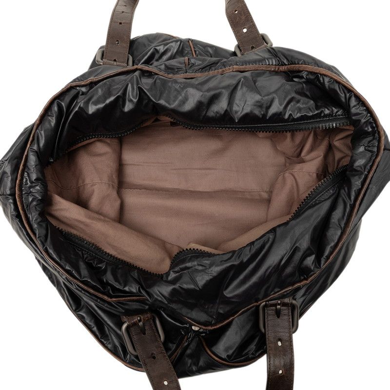 Bottega Veneta Spinnaker Tote Shoulder Bag Black Brown Nylon Leather — view 4